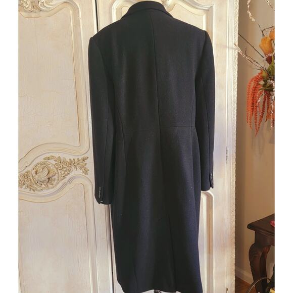 Vintage Murano Wool blend  Long Coat Women's Size 12 Black Button - Picture 2 of 15